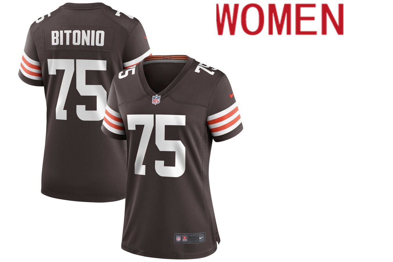 Women Cleveland Browns #75 Joel Bitonio Nike Brown Game NFL Jersey